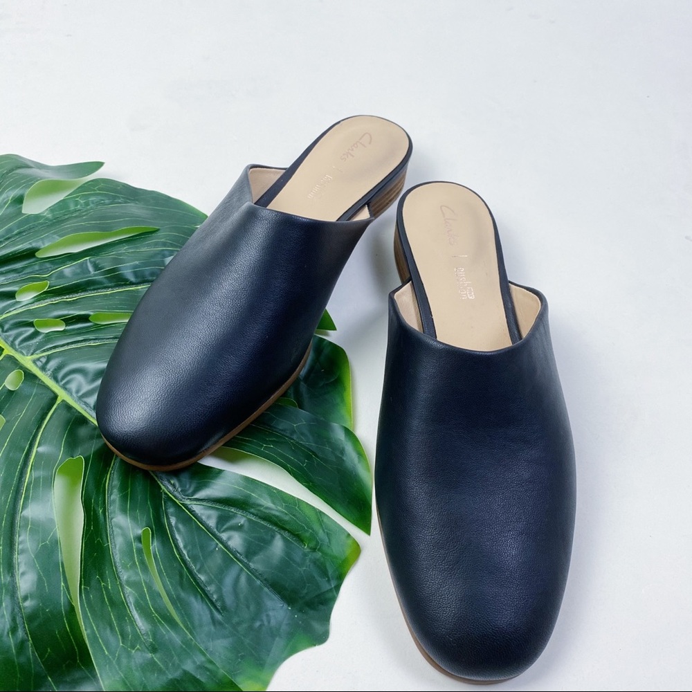 CLARKS PURE BLUSH MULE LEATHER FLAT SLIDES SHOES